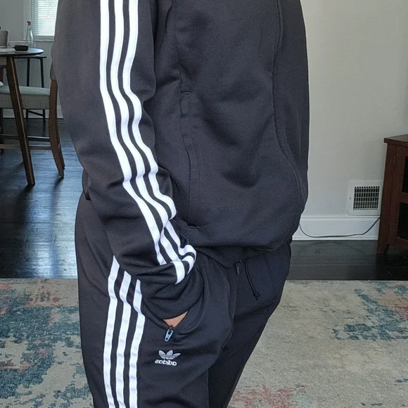 Adidas Black Tracksuit with White Stripes - Picture 2 of 11